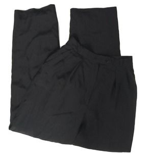 Vintage ALAN AUSTIN Co Womens Pants 100% Silk Black Pleated Sz 44 EUR / 10 US